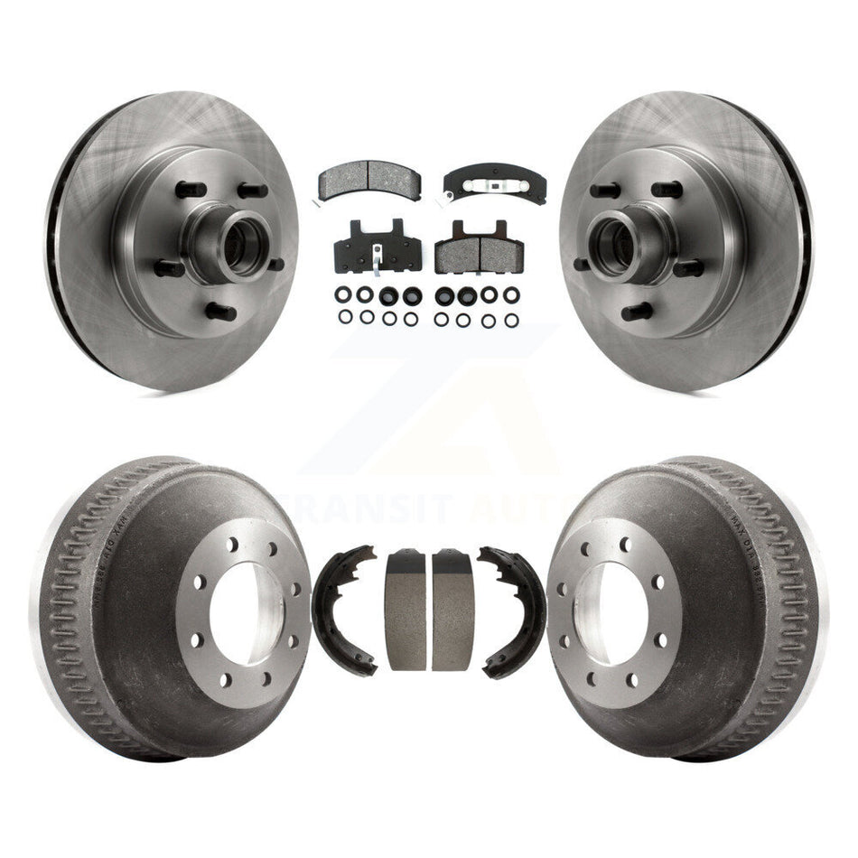 Front Rear Disc Brake Rotors Hub Assembly Semi-Metallic Pads And Drum Kit For 1998-1999 C1500 Suburban Chevrolet GMC With 13" Diameter GAS engine K8S-103480