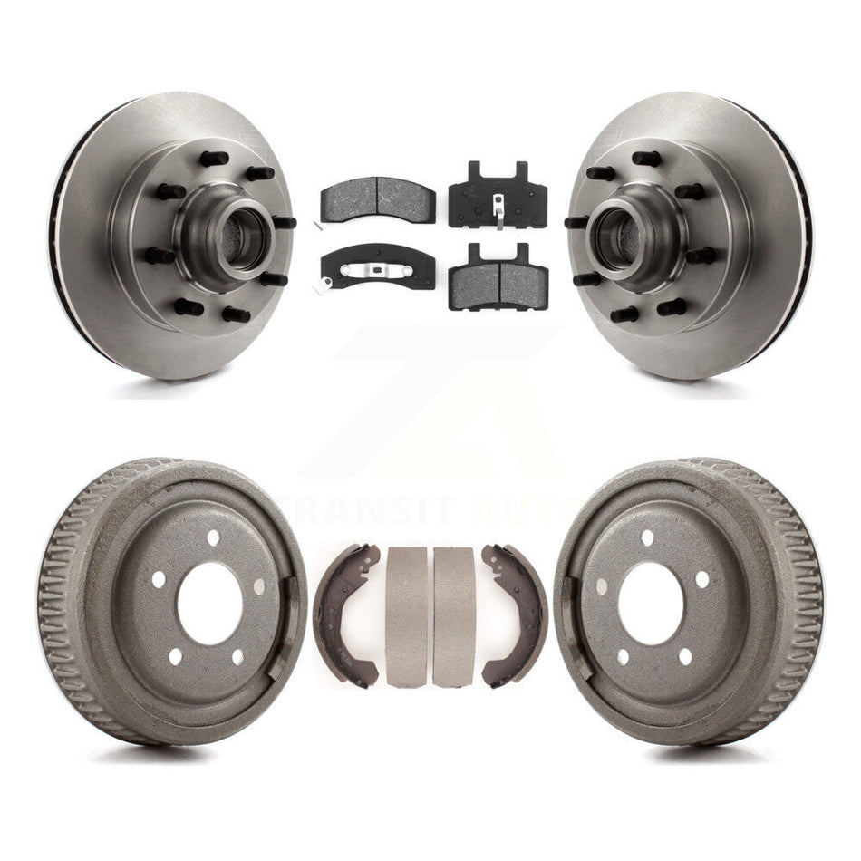 Front Rear Disc Brake Rotors Hub Assembly Semi-Metallic Pads And Drum Kit For 1995-1997 GMC Yukon RWD with DIESEL engine With 10" Diameter K8S-103483