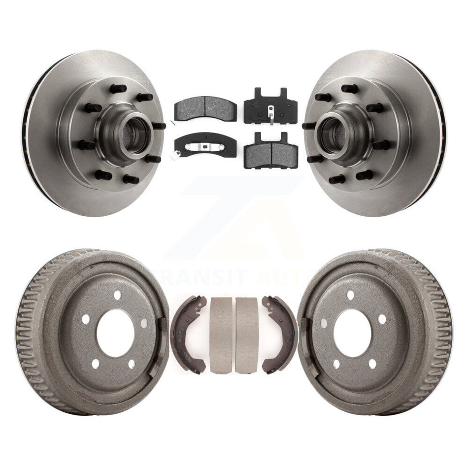 Front Rear Disc Brake Rotors Hub Assembly Semi-Metallic Pads And Drum Kit For 1995-1997 GMC Yukon RWD with DIESEL engine With 10" Diameter K8S-103483