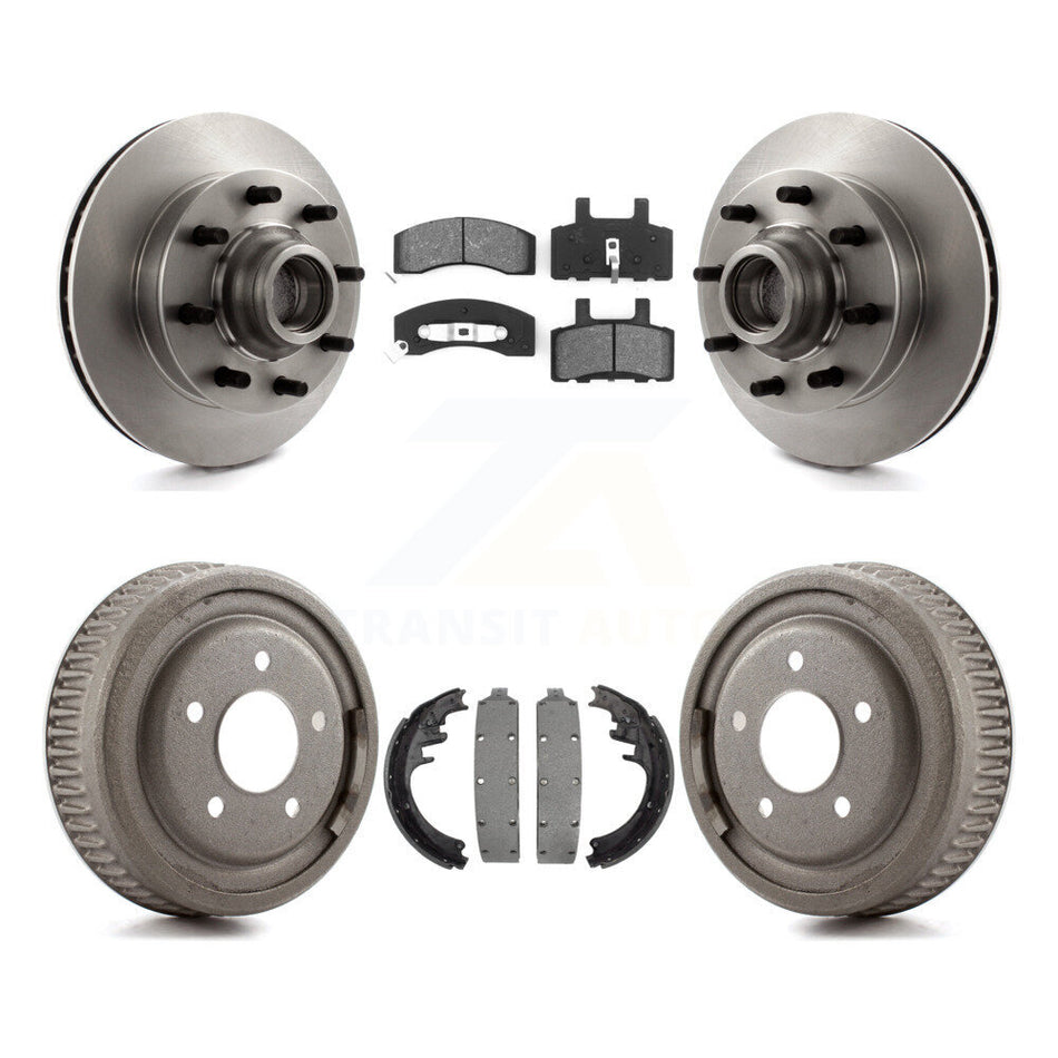 Front Rear Disc Brake Rotors Hub Assembly Semi-Metallic Pads And Drum Kit For 1998-1999 Chevrolet C1500 Suburban DIESEL engine With 10" Diameter K8S-103485