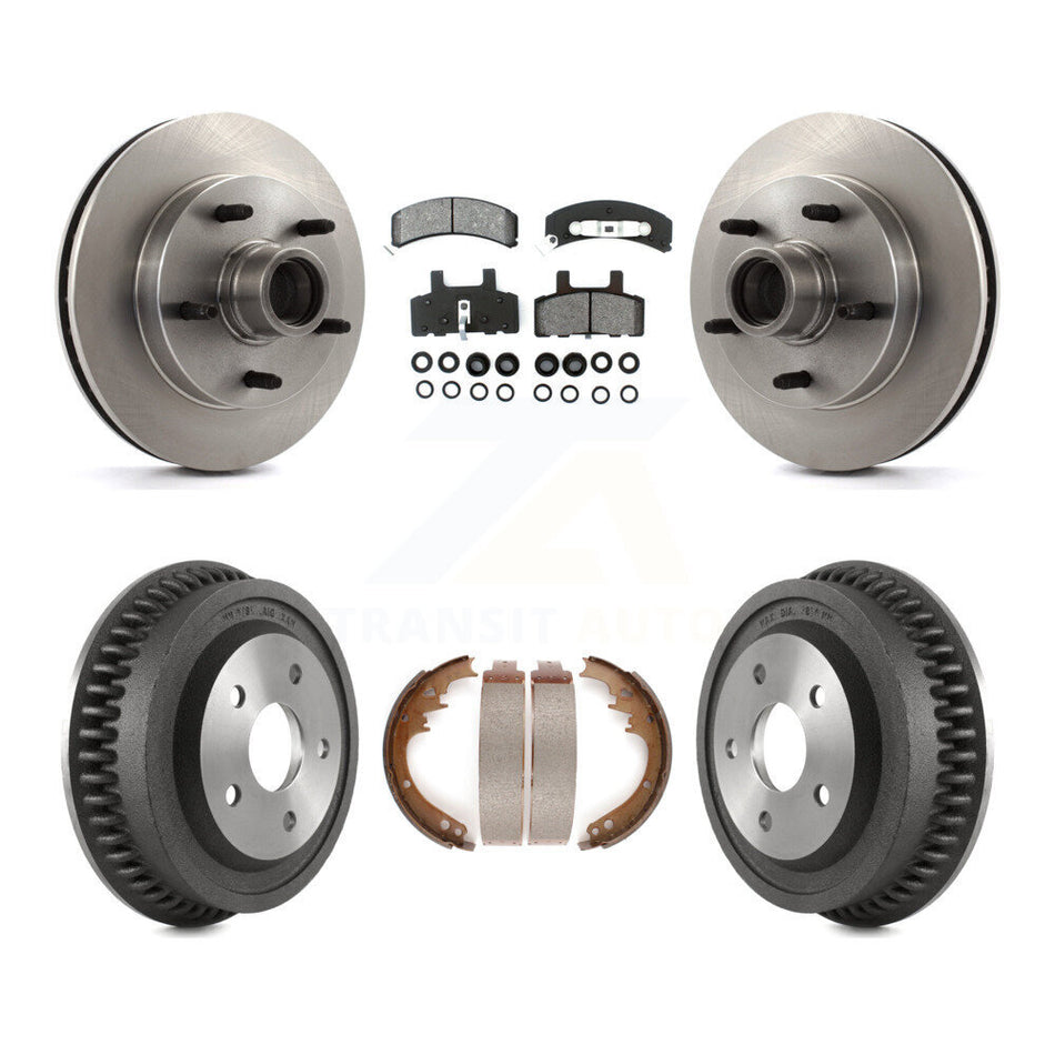 Front Rear Disc Brake Rotors Hub Assembly Semi-Metallic Pads And Drum Kit For 1994-1999 Dodge Ram 1500 RWD K8S-103491