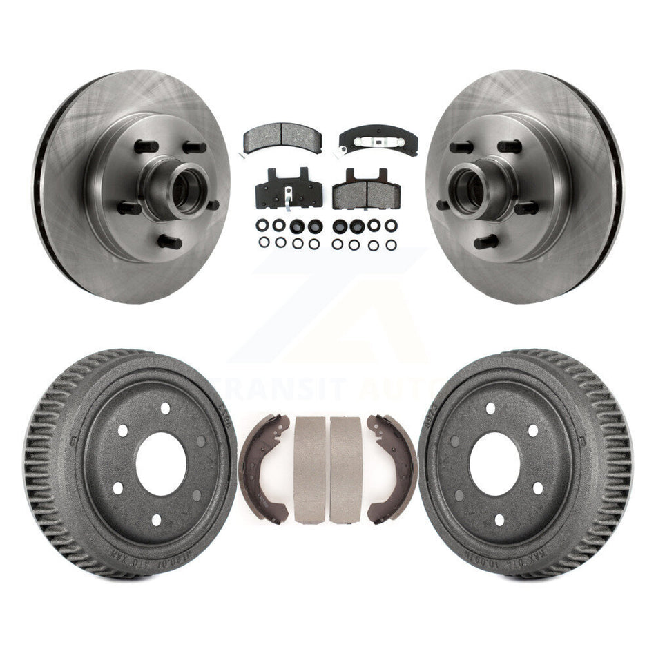 Front Rear Disc Brake Rotors Hub Assembly Semi-Metallic Pads And Drum Kit For GMC Yukon RWD With 10" Diameter 6 Lug Wheels K8S-103493