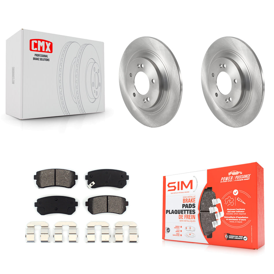 Rear Disc Brake Rotors And Semi-Metallic Pads Kit For 2017 Kia Cadenza Limited Technology With Manual Parking K8S-103570