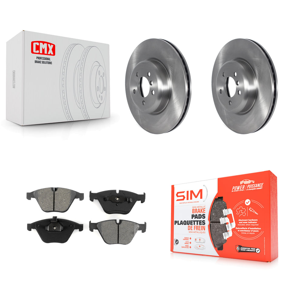 Front Disc Brake Rotors And Semi-Metallic Pads Kit For 2012 BMW 335i Convertible Coupe With Blue Painted Calipers K8S-103591