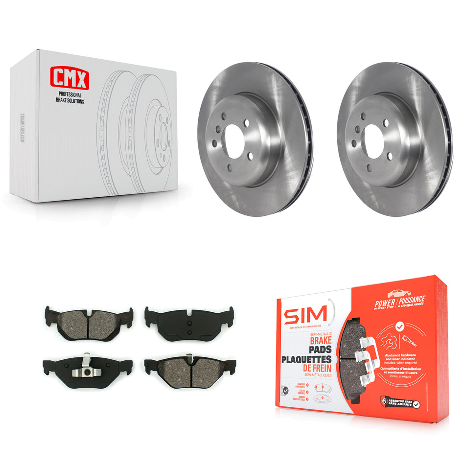 Rear Disc Brake Rotors And Semi-Metallic Pads Kit For 2013 BMW 328i xDrive 3.0L With 345mm Diameter Rotor M Sport Performance Brakes Dual Piston Caliper K8S-103606