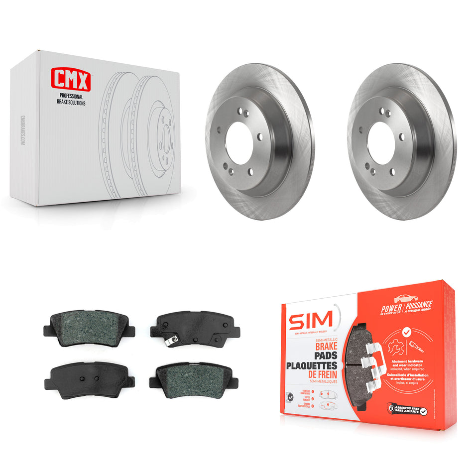 Rear Disc Brake Rotors And Semi-Metallic Pads Kit For 2020-2022 Kia Soul 1.6L K8S-103692