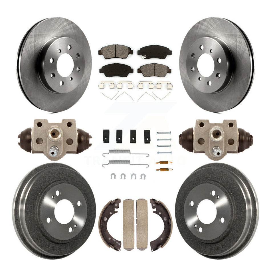 Front Rear Brake Rotor Semi-Metallic Pad Drum Kit (9Pc) For Honda Civic With 4 Lug Wheels K8S-103711