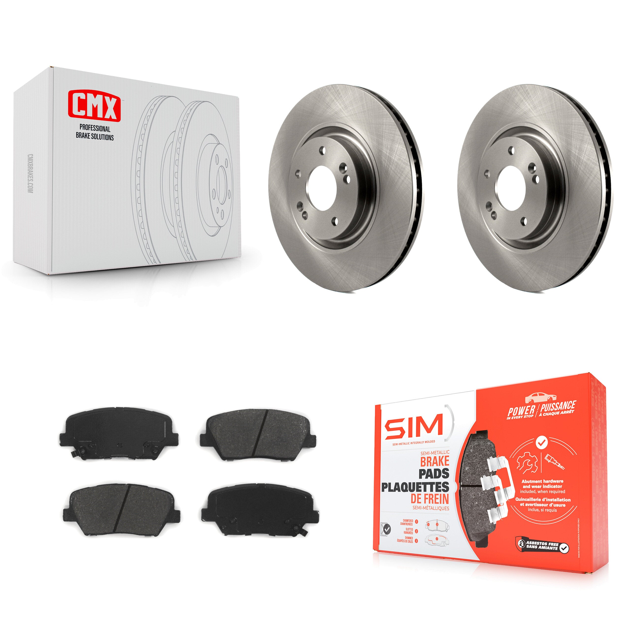 Front Disc Brake Rotors And Semi-Metallic Pads Kit For 2019-2022 Hyundai Nexo K8S-103767