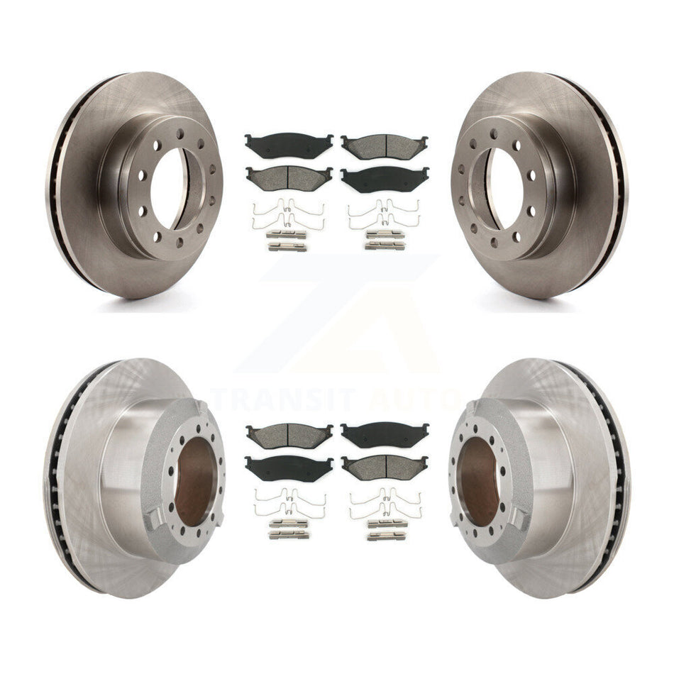 Front Rear Brake Rotors Semi-Metallic Pad Kit For Ford F-450 Super Duty F-550 CF500 CF600 K8S-103795