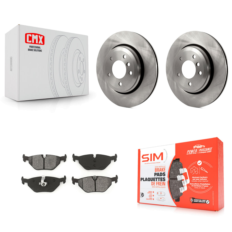 Rear Brake Rotors Semi-Metallic Pad Kit For 01-05 BMW 320i With 320mm Diameter Rotor K8S-103827