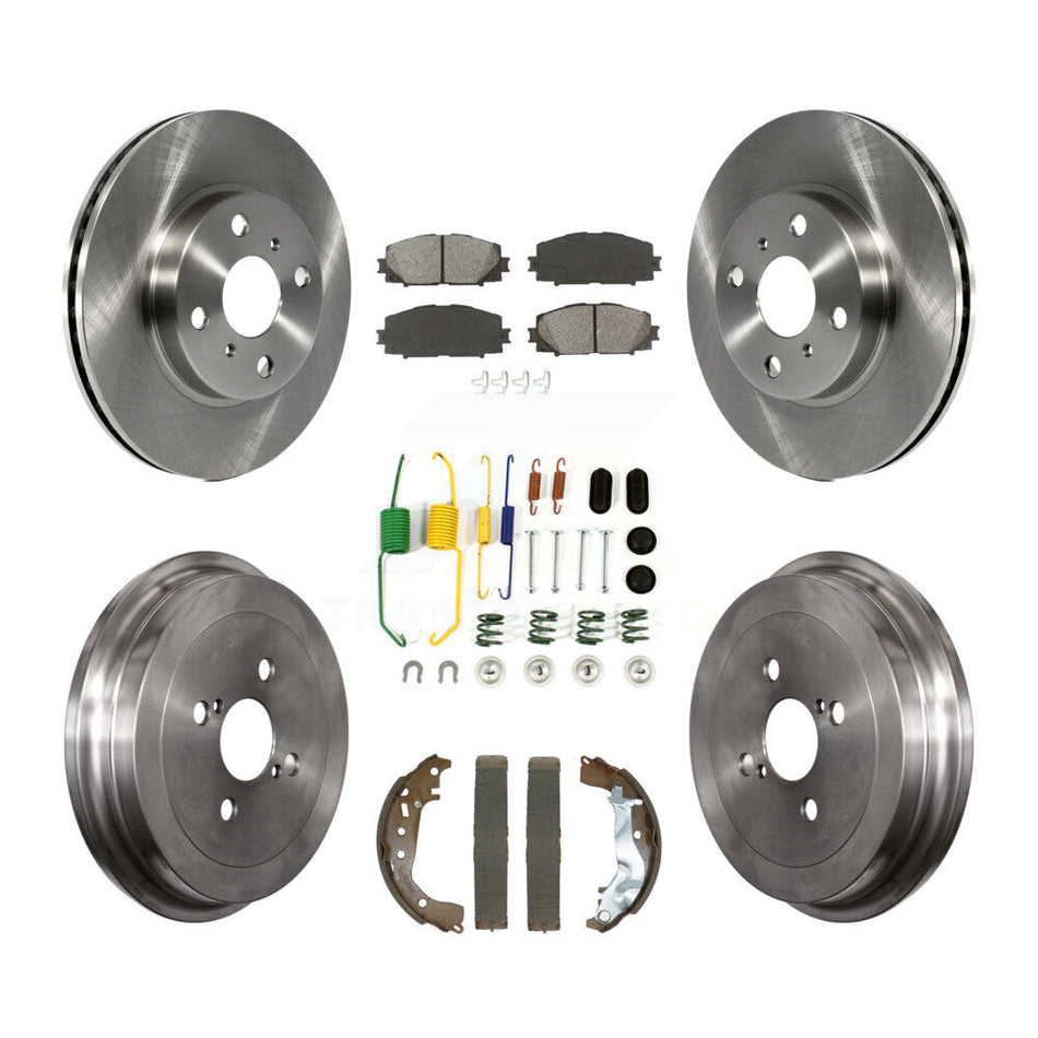 Front Rear Disc Brake Rotors Semi-Metallic Pads And Drum Kit (7Pc) For Toyota Yaris K8S-103828