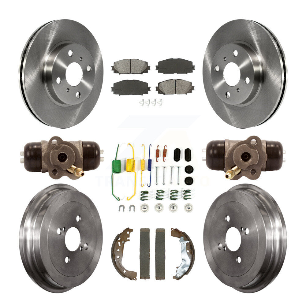 Front Rear Disc Brake Rotors Semi-Metallic Pads And Drum Kit (9Pc) For Toyota Yaris K8S-103832