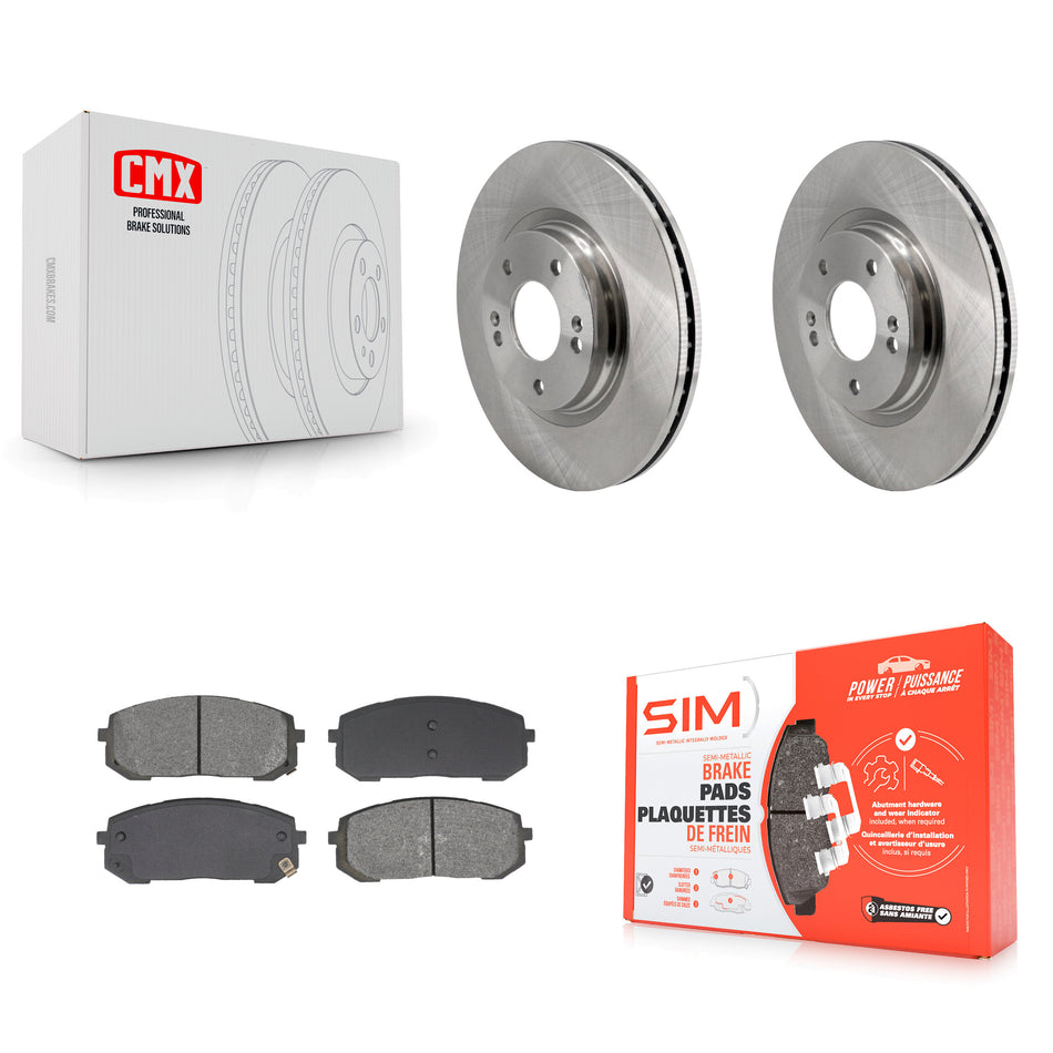 Front Disc Brake Rotors & Semi-Metallic Pad Kit For Hyundai Elantra Sonata Kia Niro EV K5 K8S-103956