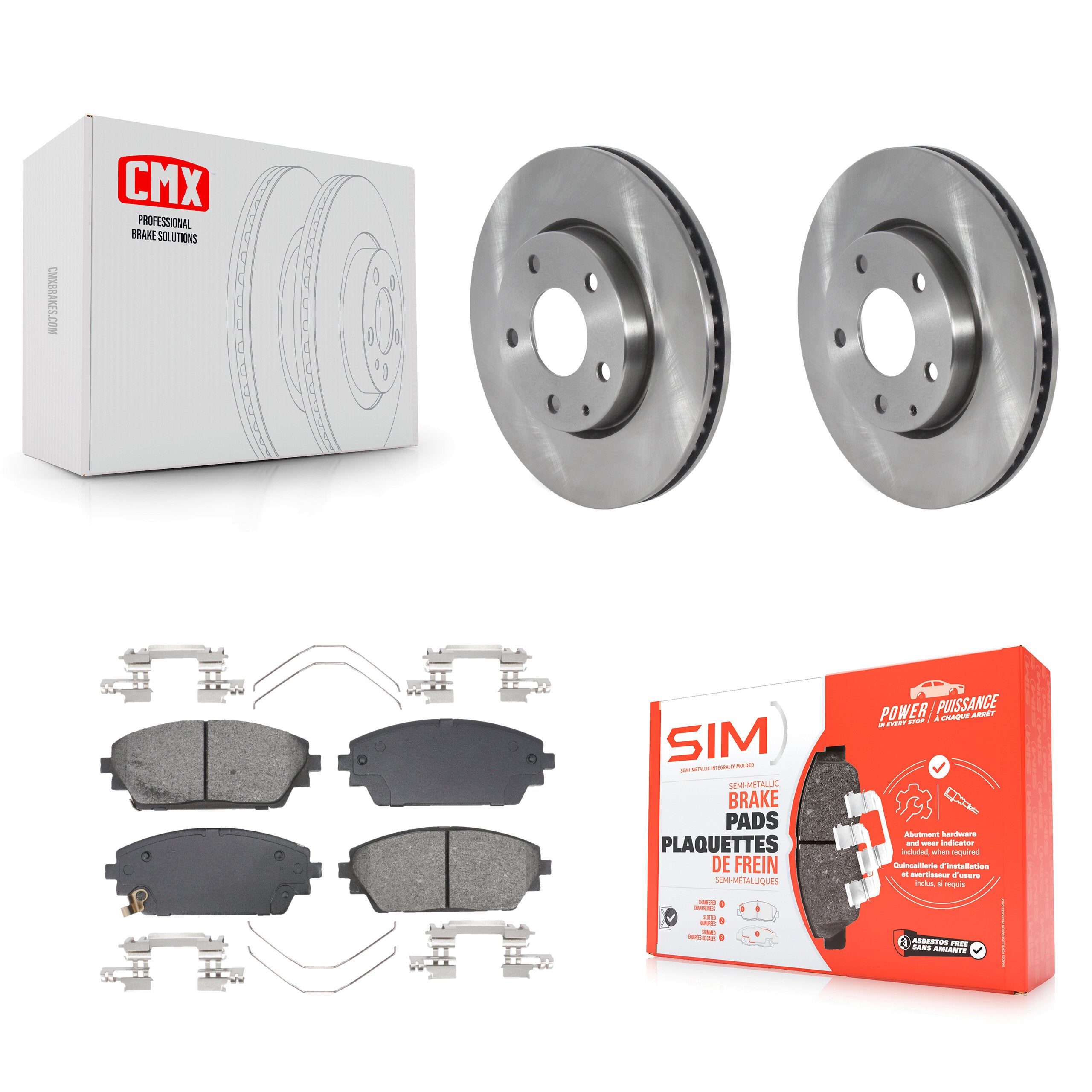 Front Disc Brake Rotors And Semi-Metallic Pads Kit For Mazda 3 Sport FWD K8S-103961