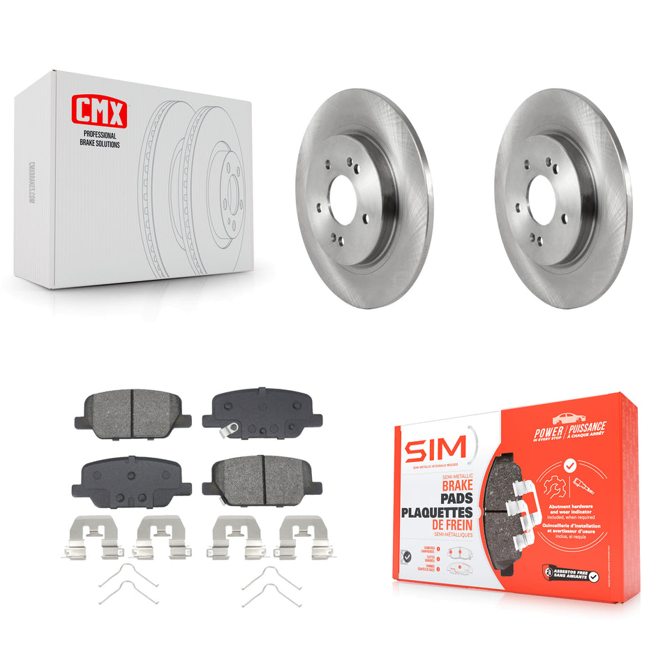 Rear Disc Brake Rotor & Semi-Metallic Pad Kit For Hyundai Palisade Santa Fe Kia Telluride K8S-104058