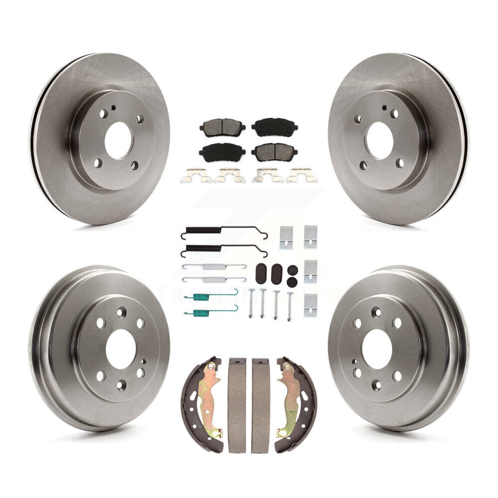 Front Rear Disc Brake Rotors Semi-Metallic Pads And Drum Kit (7Pc) For 2011-2014 Mazda 2 K8S-104064