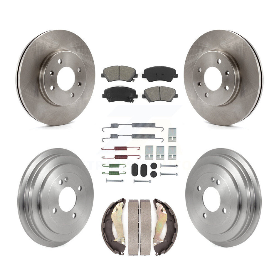 Front Rear Disc Brake Rotor Semi-Metallic Pad Drum Kit (7Pc) For 2012-2017 Hyundai Accent K8S-104068