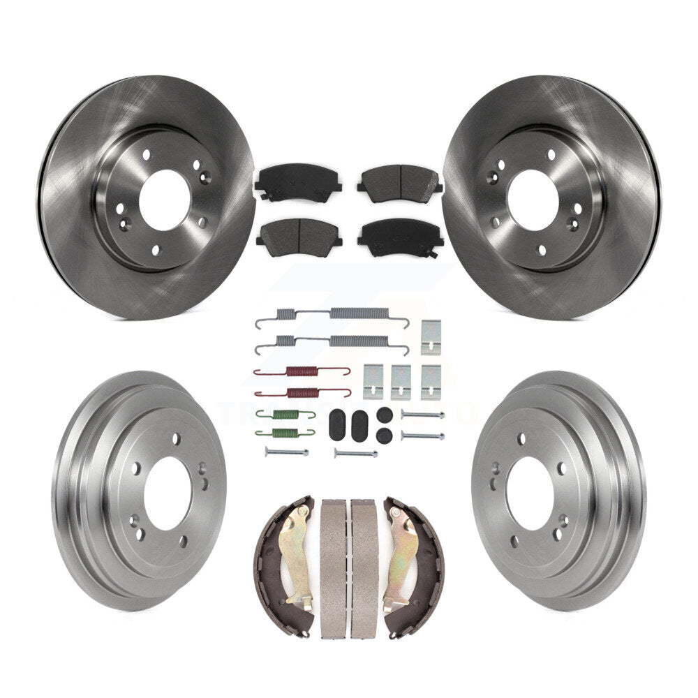 Front Rear Disc Brake Rotors Semi-Metallic Pads And Drum Kit (7Pc) For Hyundai Elantra K8S-104070