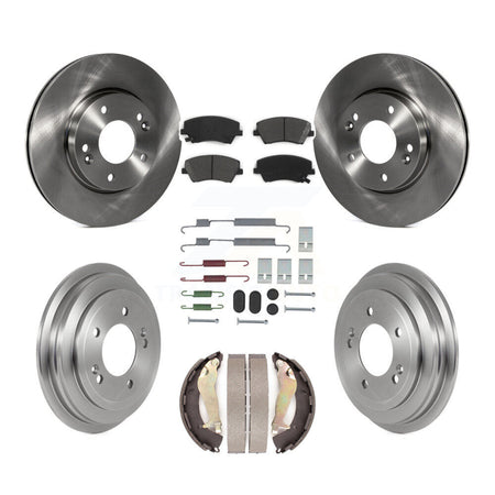 Front Rear Disc Brake Rotors Semi-Metallic Pads And Drum Kit (7Pc) For Hyundai Elantra K8S-104070