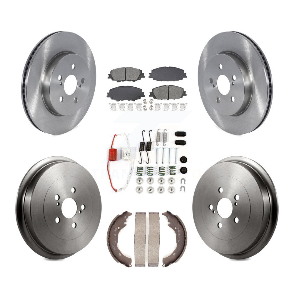 Front Rear Disc Brake Rotor Semi-Metallic Pad Drum Kit (7Pc) For 2019 Toyota Corolla 2.0L K8S-104072
