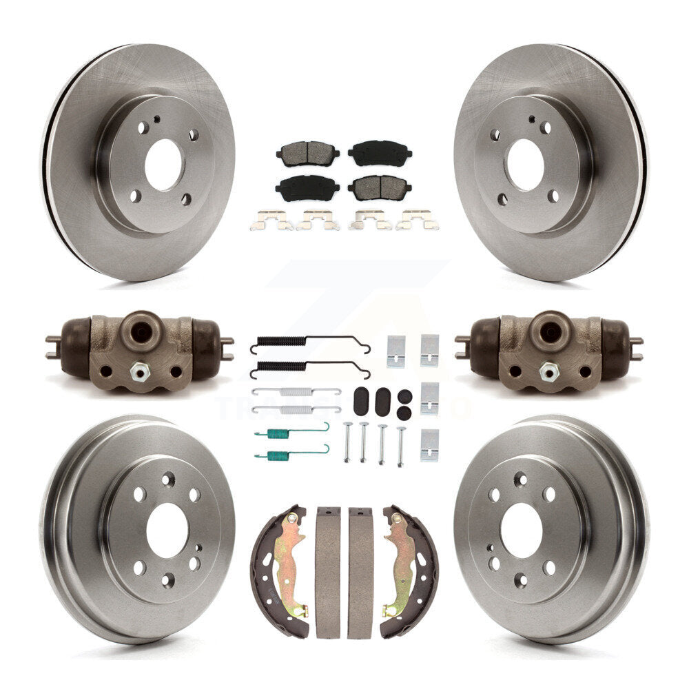 Front Rear Disc Brake Rotors Semi-Metallic Pads And Drum Kit (9Pc) For 2011-2014 Mazda 2 K8S-104086