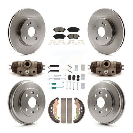 Front Rear Disc Brake Rotors Semi-Metallic Pads And Drum Kit (9Pc) For 2011-2014 Mazda 2 K8S-104086