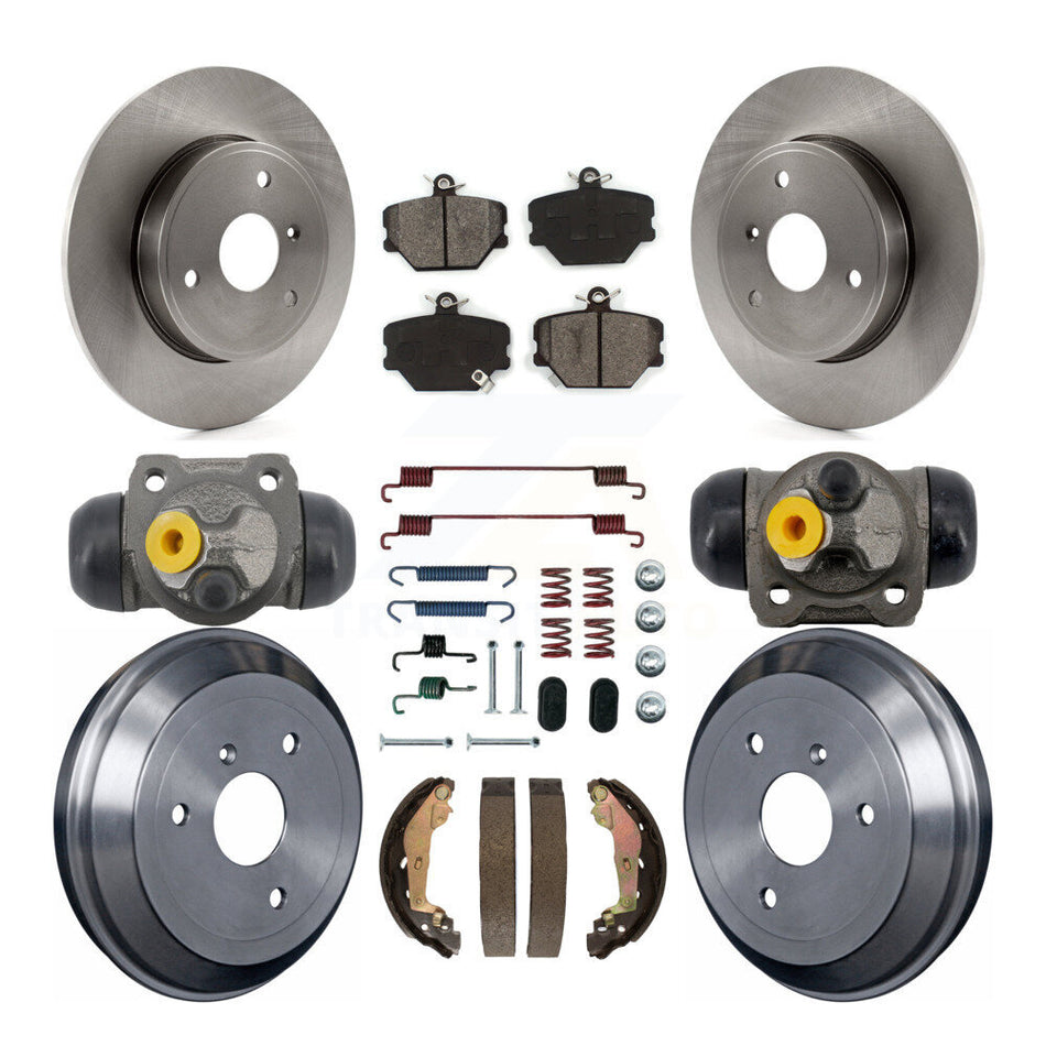 Front Rear Disc Brake Rotor Semi-Metallic Pad & Drum Kit (9Pc) For 2005-2007 Smart Fortwo K8S-104089