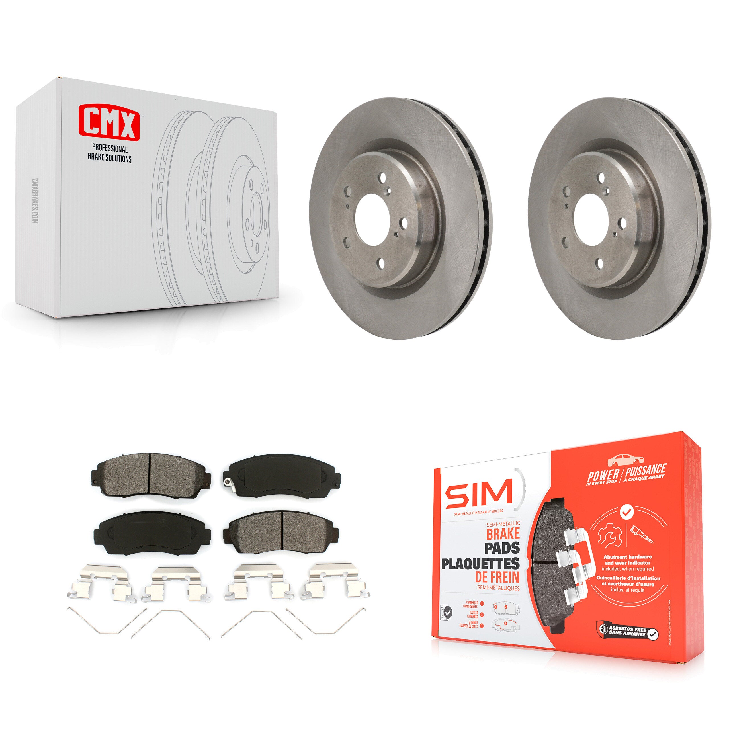 Front Disc Brake Rotors And Semi-Metallic Pads Kit For 2021-2023 Acura TLX 2.0L K8S-104167