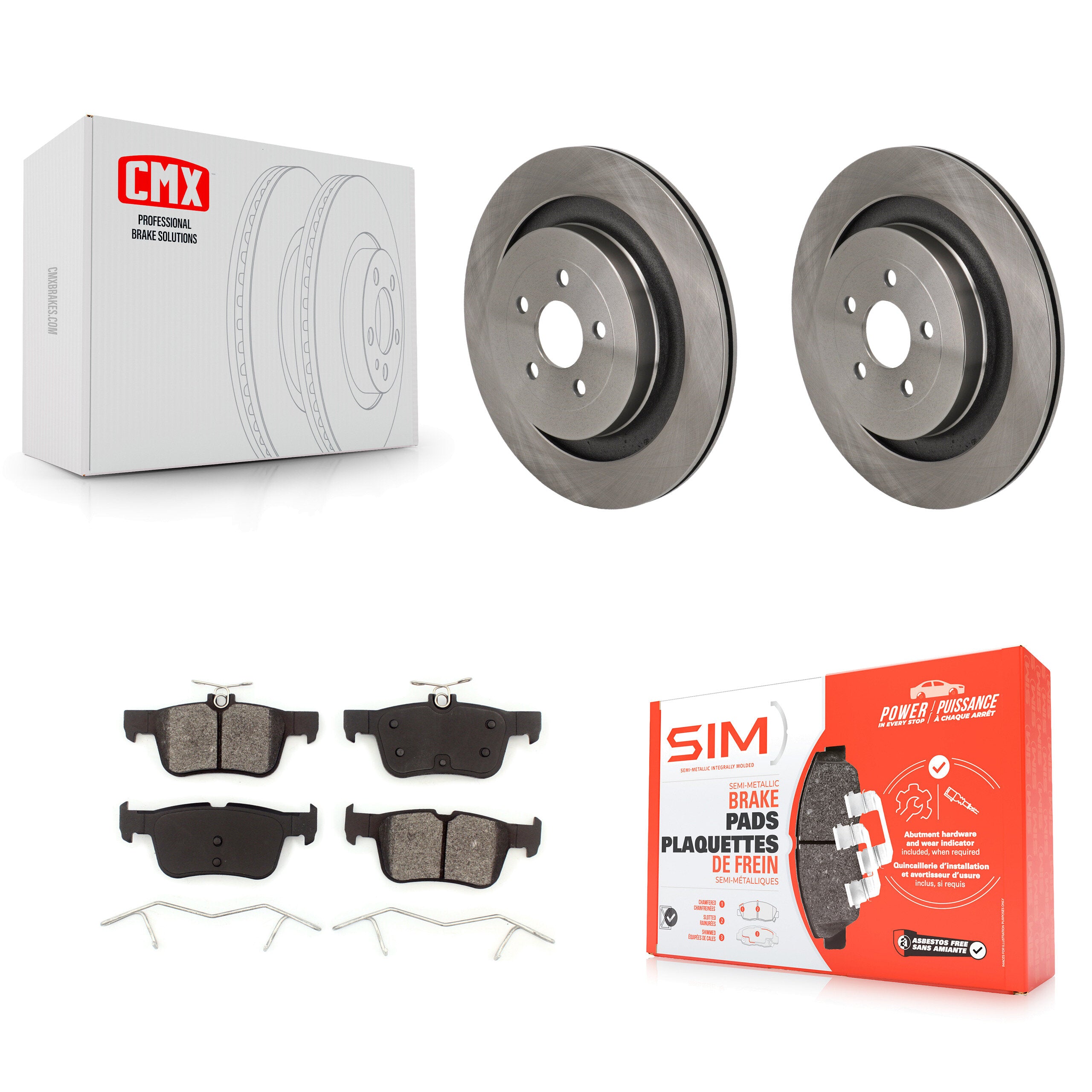 Rear Disc Brake Rotors And Semi-Metallic Pads Kit For Ford Edge Lincoln Nautilus K8S-104182