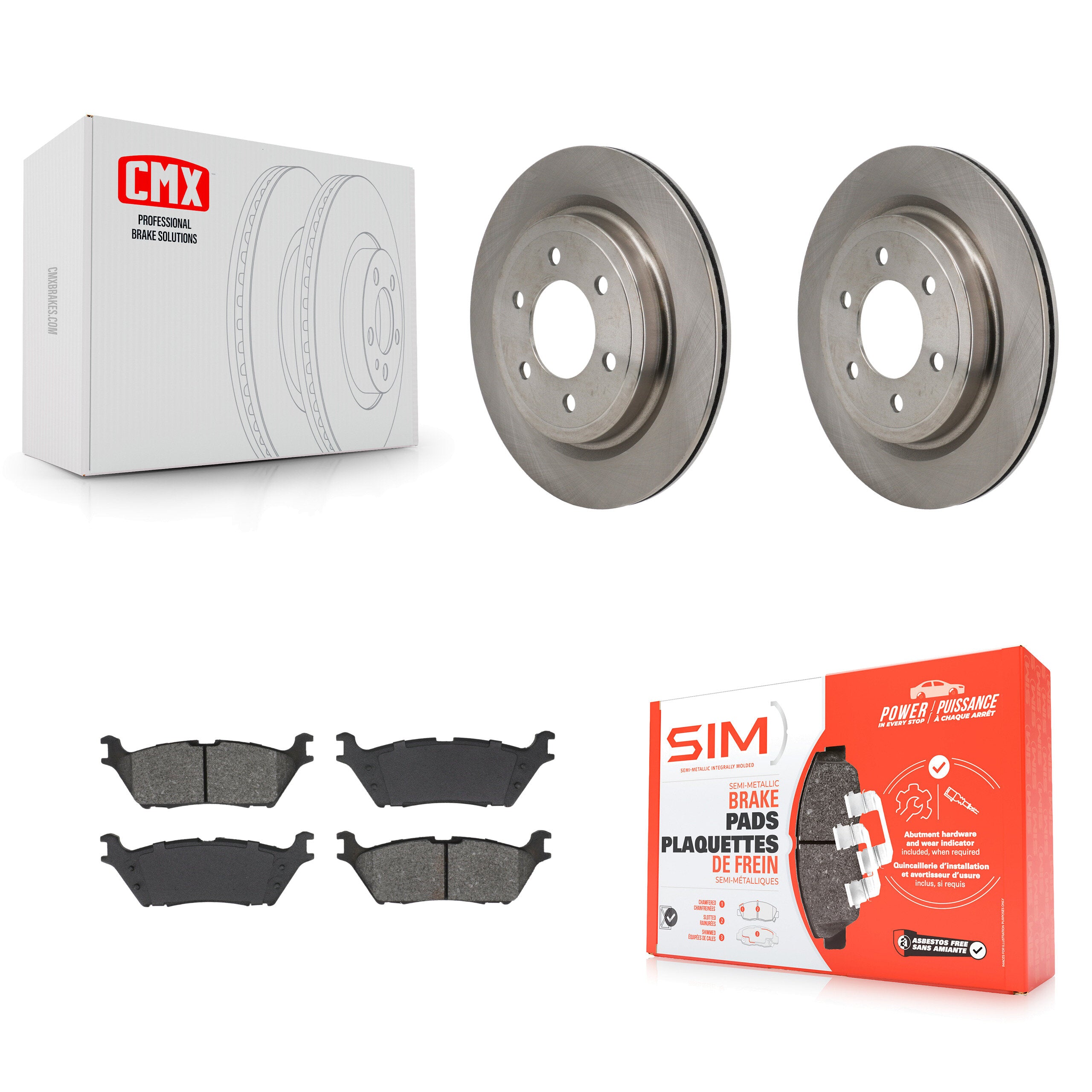 Rear Disc Brake Rotor & Semi-Metallic Pad Kit For Ford F-150 Lightning Expedition Lincoln K8S-104191