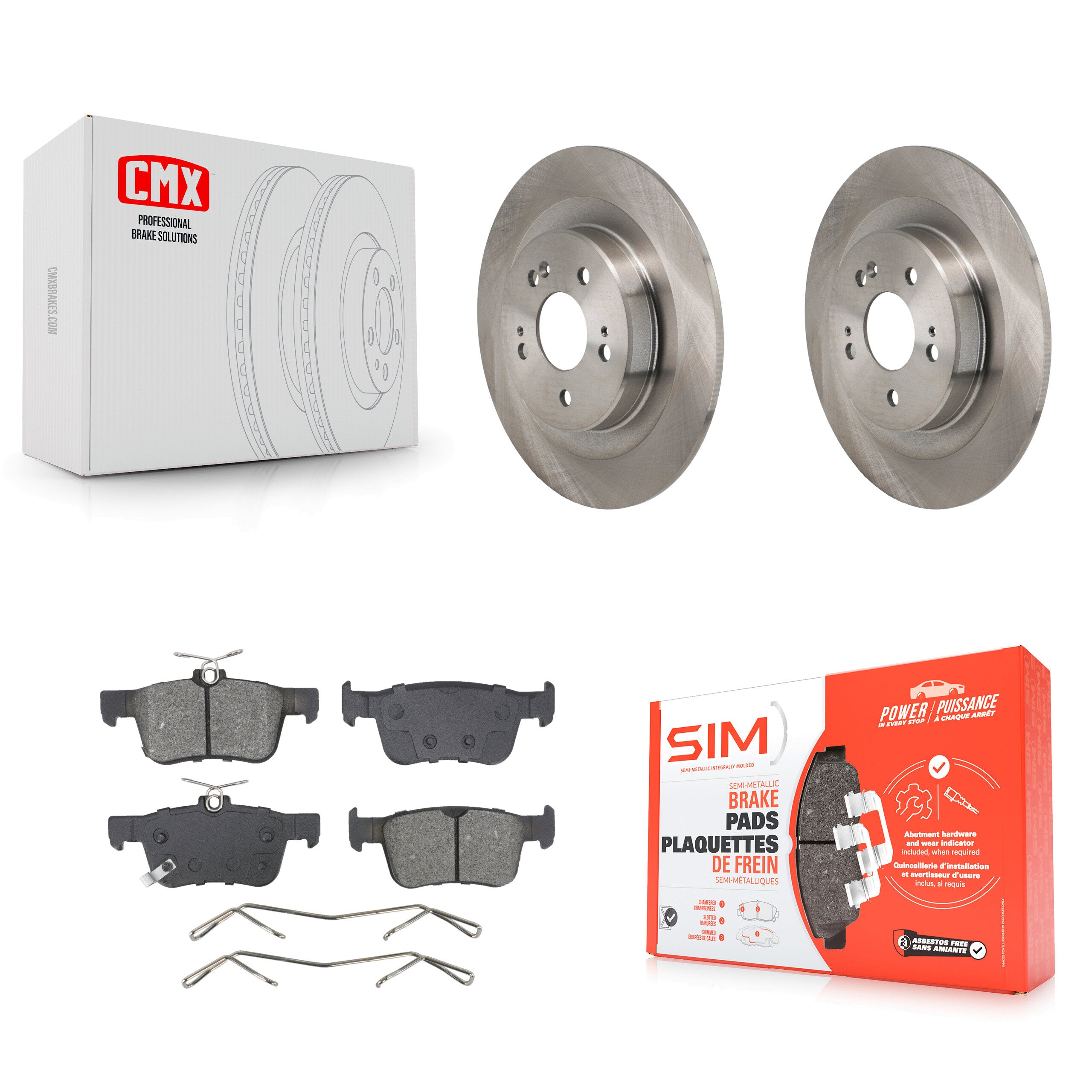 Rear Disc Brake Rotors And Semi-Metallic Pads Kit For 2021-2023 Acura TLX K8S-104201