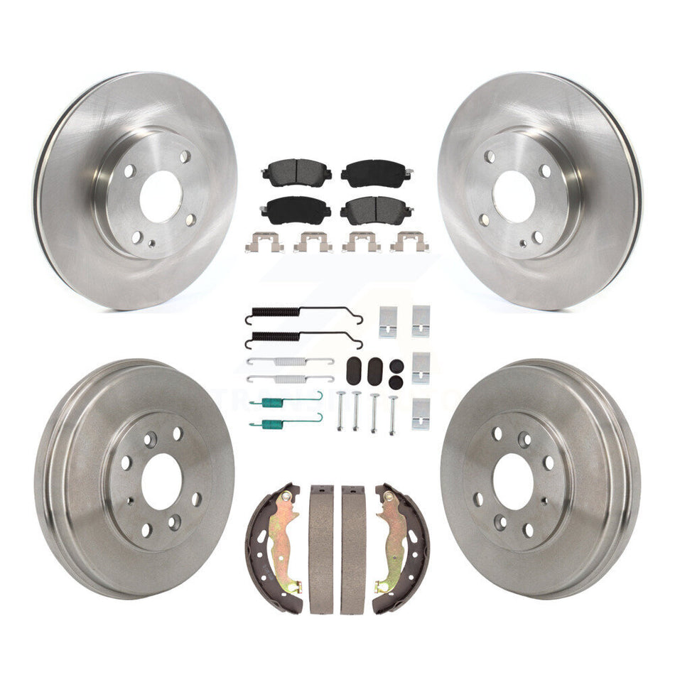 Front Rear Disc Brake Rotors Semi-Metallic Pad & Drum Kit (7Pc) For Toyota Yaris iA Scion K8S-104209