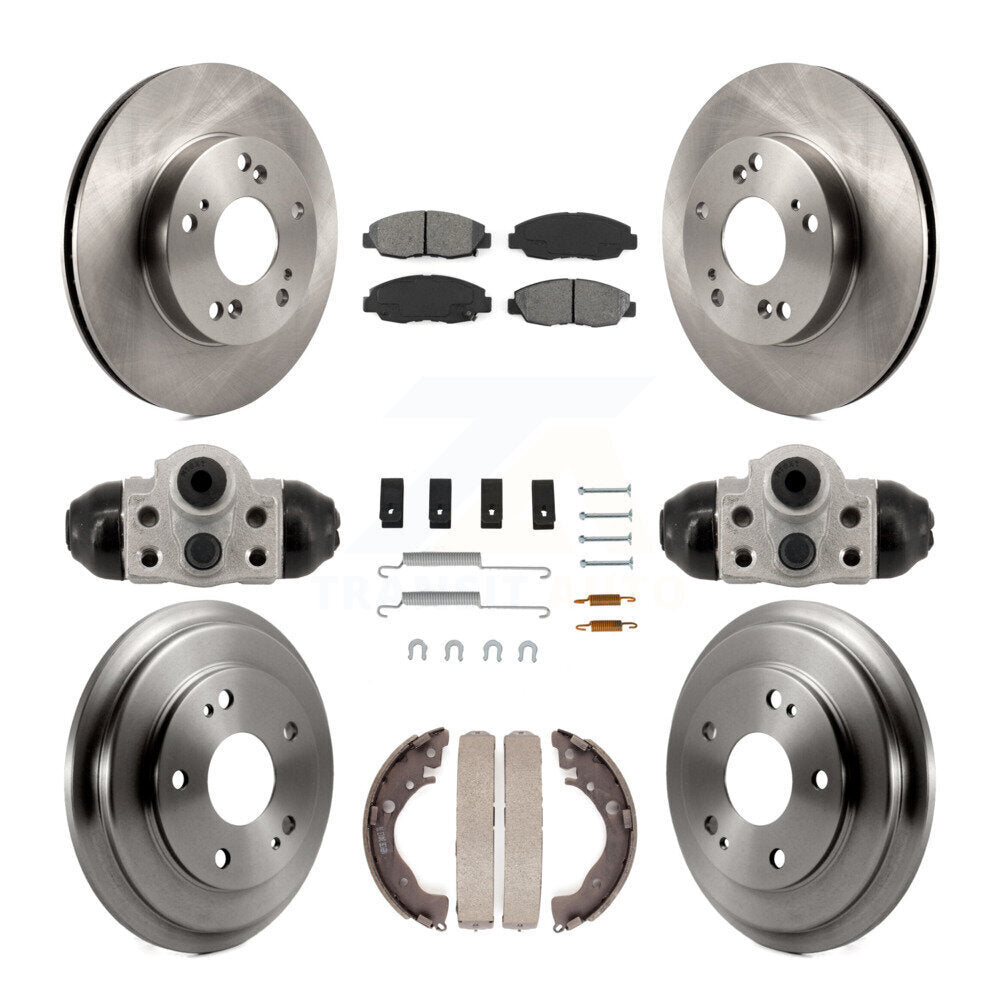 Front Rear Disc Brake Rotors Semi-Metallic Pads And Drum Kit (9Pc) For Honda Civic K8S-104214