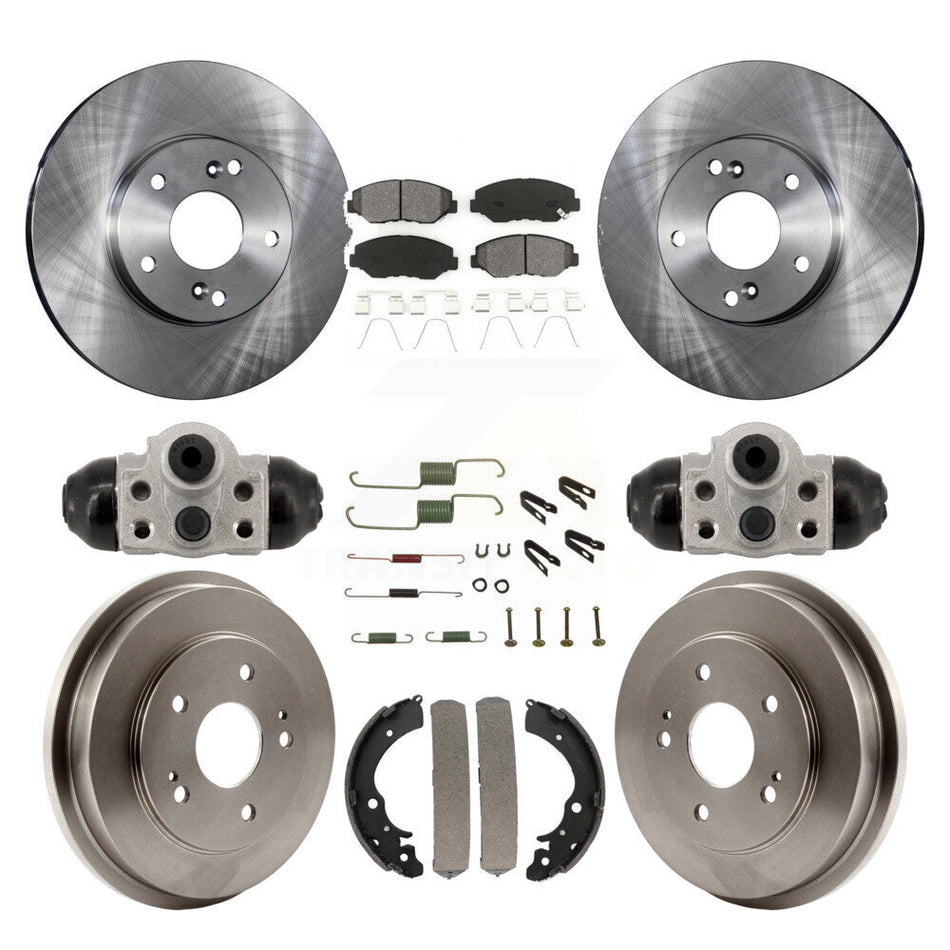 Front Rear Disc Brake Rotors Semi-Metallic Pads And Drum Kit (9Pc) For Honda Fit K8S-104215