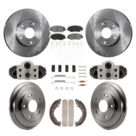 Front Rear Disc Brake Rotors Semi-Metallic Pads And Drum Kit (9Pc) For Honda Civic K8S-104216
