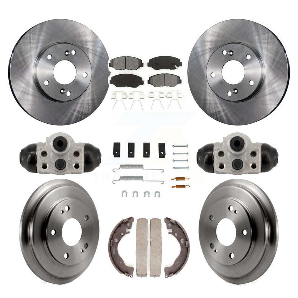 Front Rear Disc Brake Rotors Semi-Metallic Pads And Drum Kit (9Pc) For Honda Civic K8S-104216