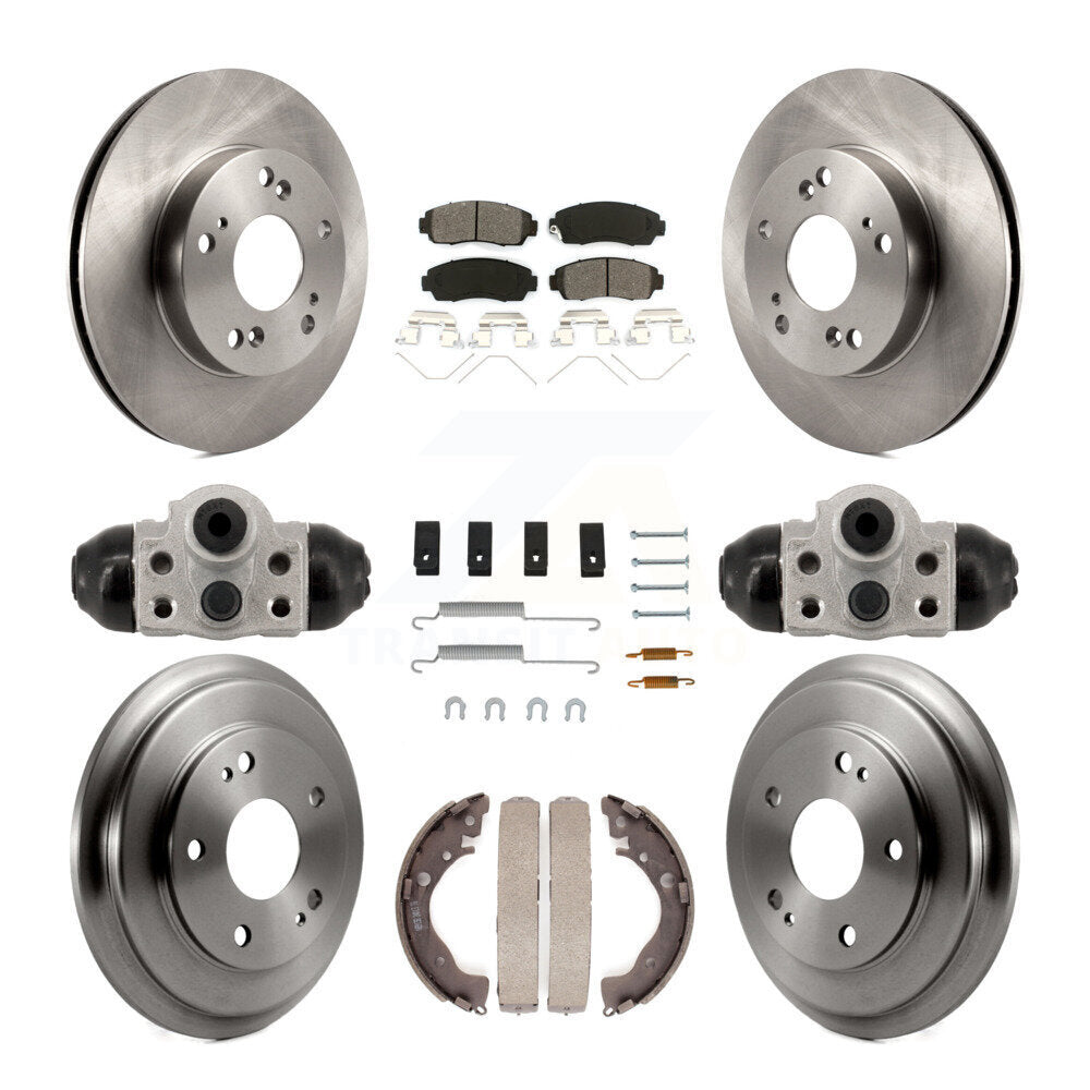 Front Rear Disc Brake Rotors Semi-Metallic Pads And Drum Kit (9Pc) For Honda Civic K8S-104217