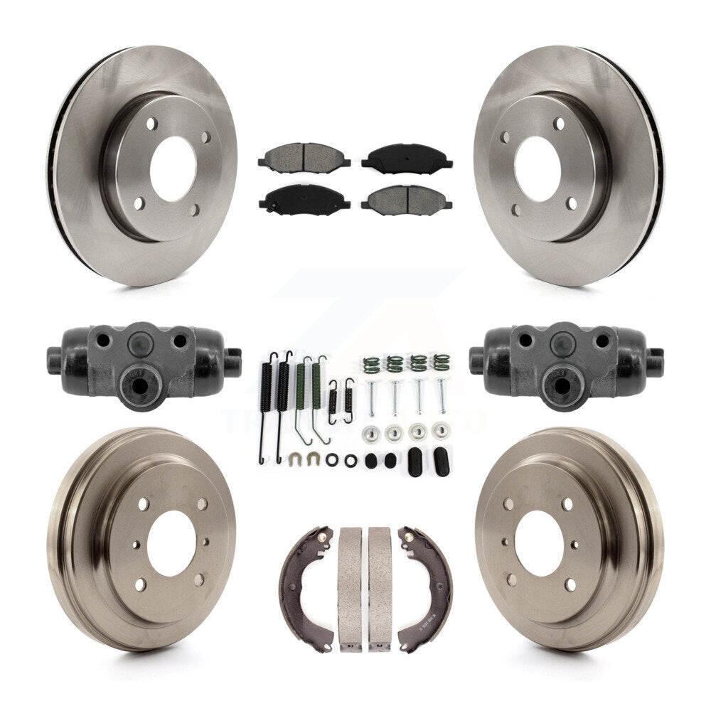 Front Rear Brake Rotor Semi-Metallic Pad Drum Kit (9Pc) For Nissan Versa With 4 Wheel ABS K8S-104220
