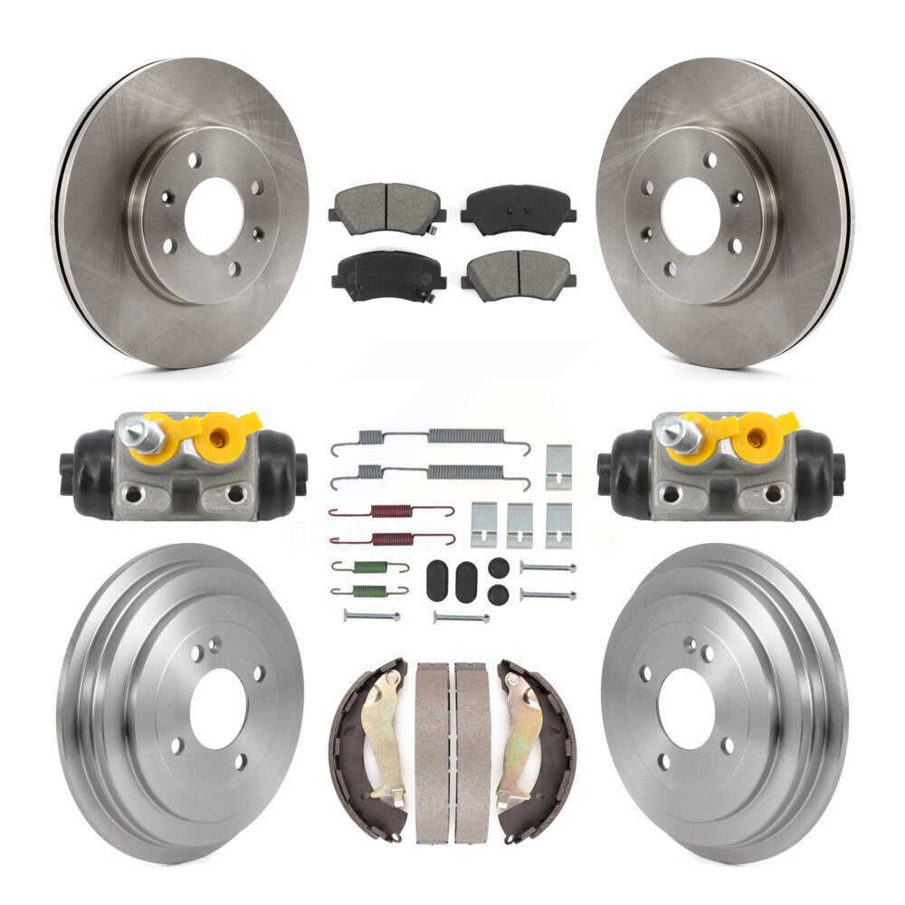 Front Rear Disc Brake Rotor Semi-Metallic Pad Drum Kit (9Pc) For 2012-2017 Hyundai Accent K8S-104221