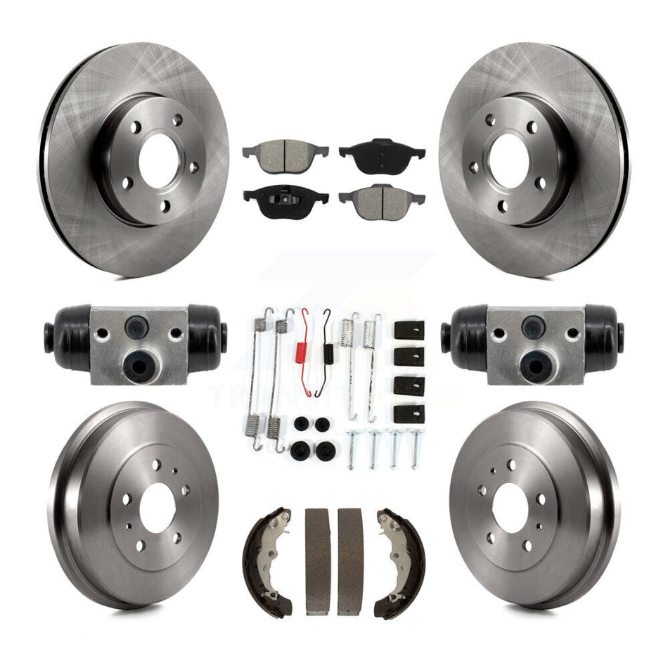 Front Rear Disc Brake Rotor Semi-Metallic Pad And Drum Kit (9Pc) For Ford Focus FMSI=1004 K8S-104231