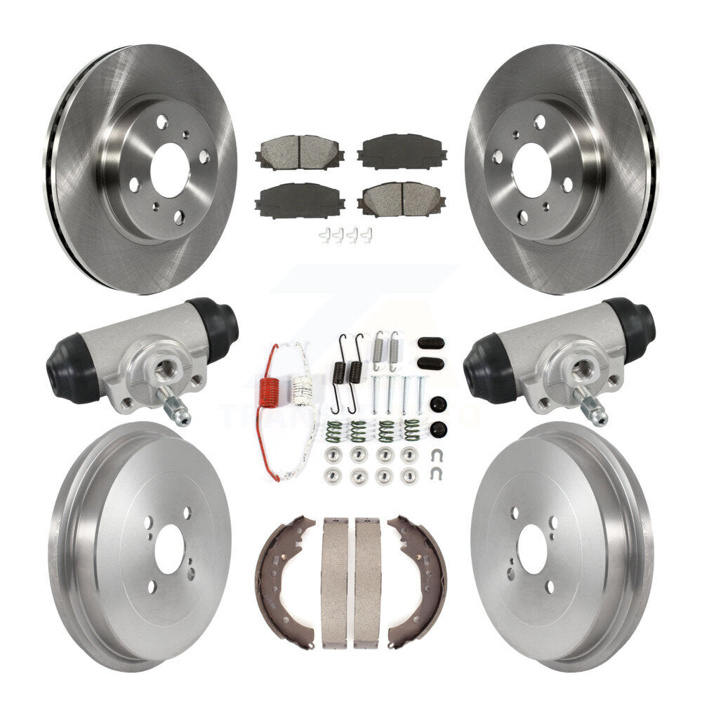 Front Rear Disc Brake Rotors Semi-Metallic Pad Drum Kit (9Pc) For Toyota Prius C Scion iQ K8S-104232