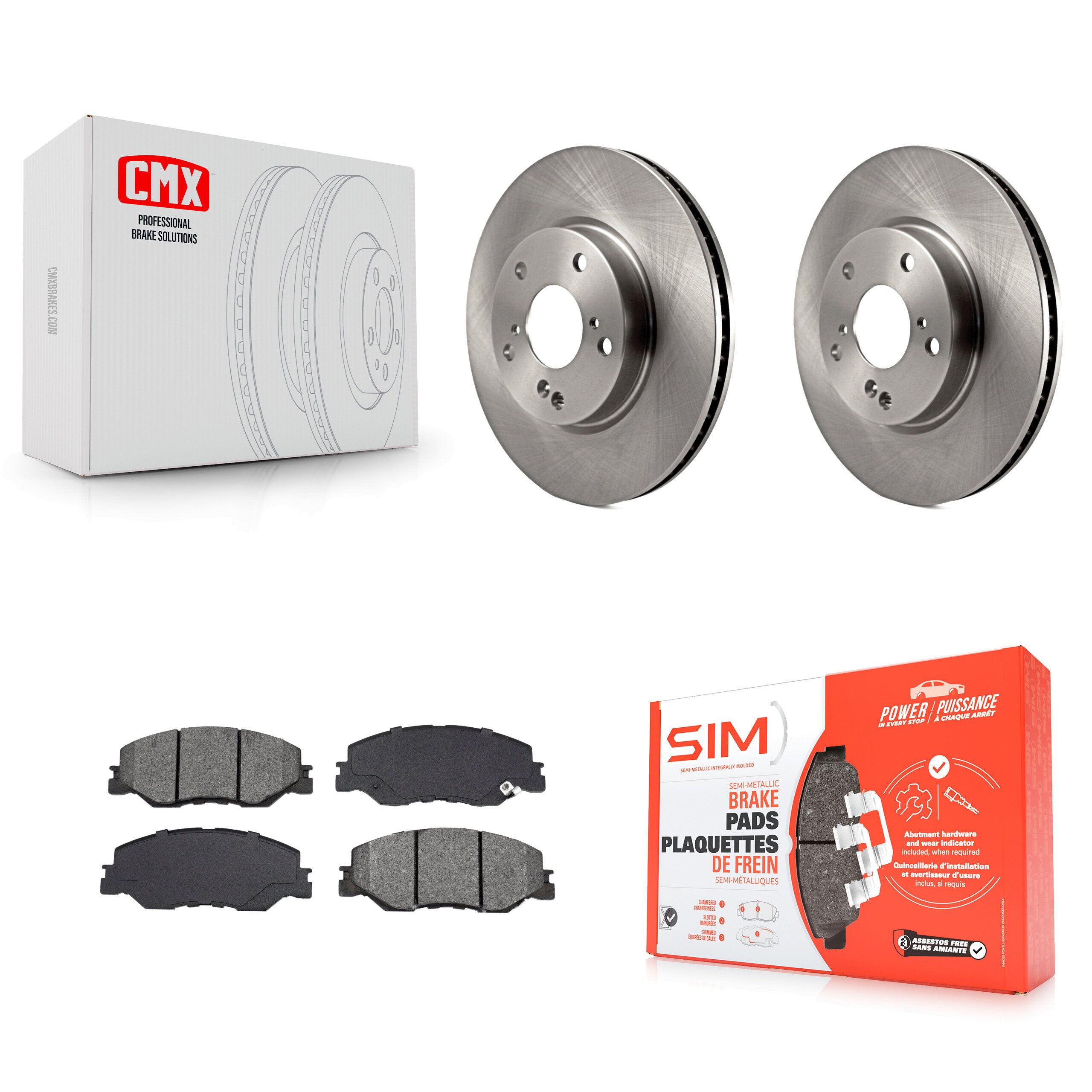 Front Disc Brake Rotors And Semi-Metallic Pads Kit For Honda Civic Insight K8S-104245