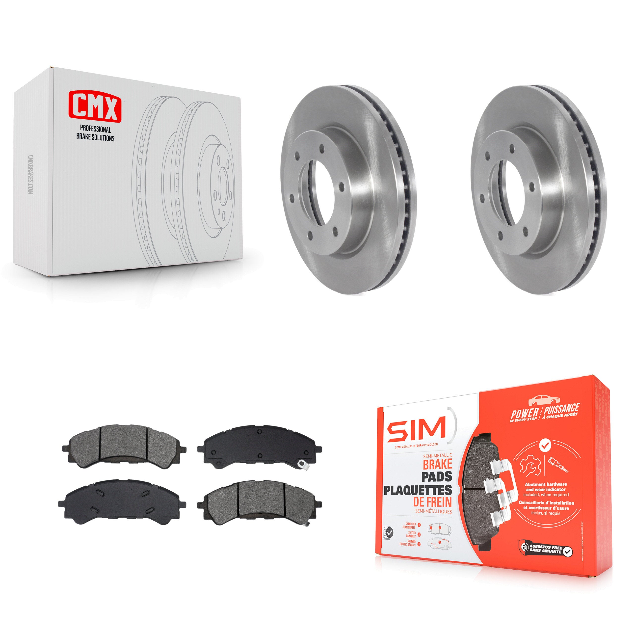 Front Disc Brake Rotors And Semi-Metallic Pads Kit For Ford Ranger Bronco K8S-104246
