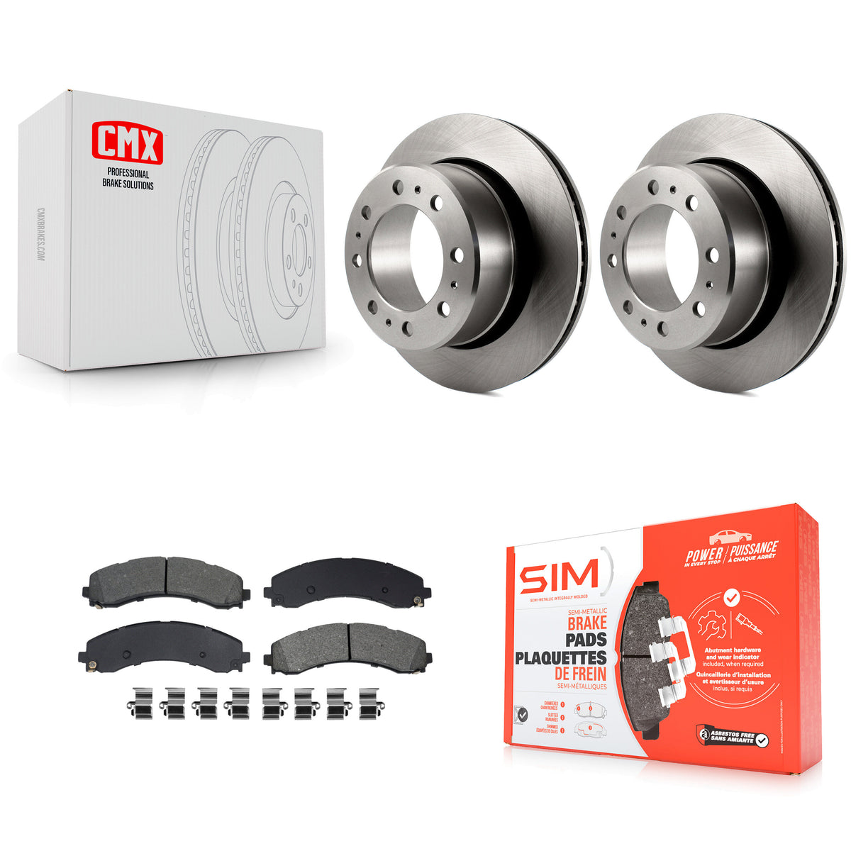 Rear Disc Brake Rotors Semi-Metallic Pad Kit For 2020-2021 Ram 3500 With Dual Wheels K8S-104271