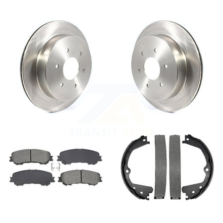 Rear Disc Rotors Semi-Metallic Pads & Parking Brake Shoes Kit For 2017-2023 Nissan TITAN K8S-104275