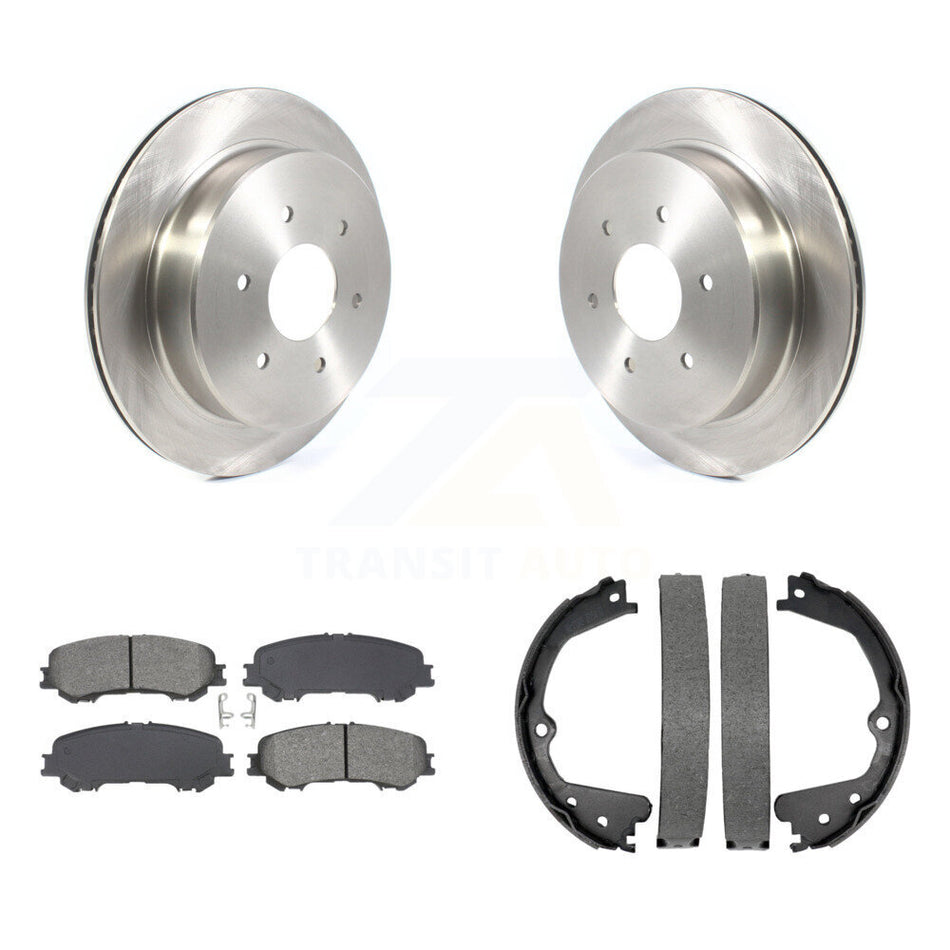 Rear Disc Rotors Semi-Metallic Pads & Parking Brake Shoes Kit For 2017-2023 Nissan TITAN K8S-104275