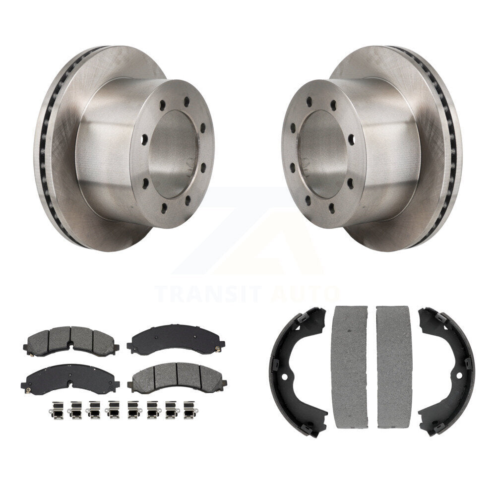 Rear Disc Rotors Semi-Metallic Pads & Parking Shoes Kit For GMC Sierra 3500 HD Chevrolet K8S-104276