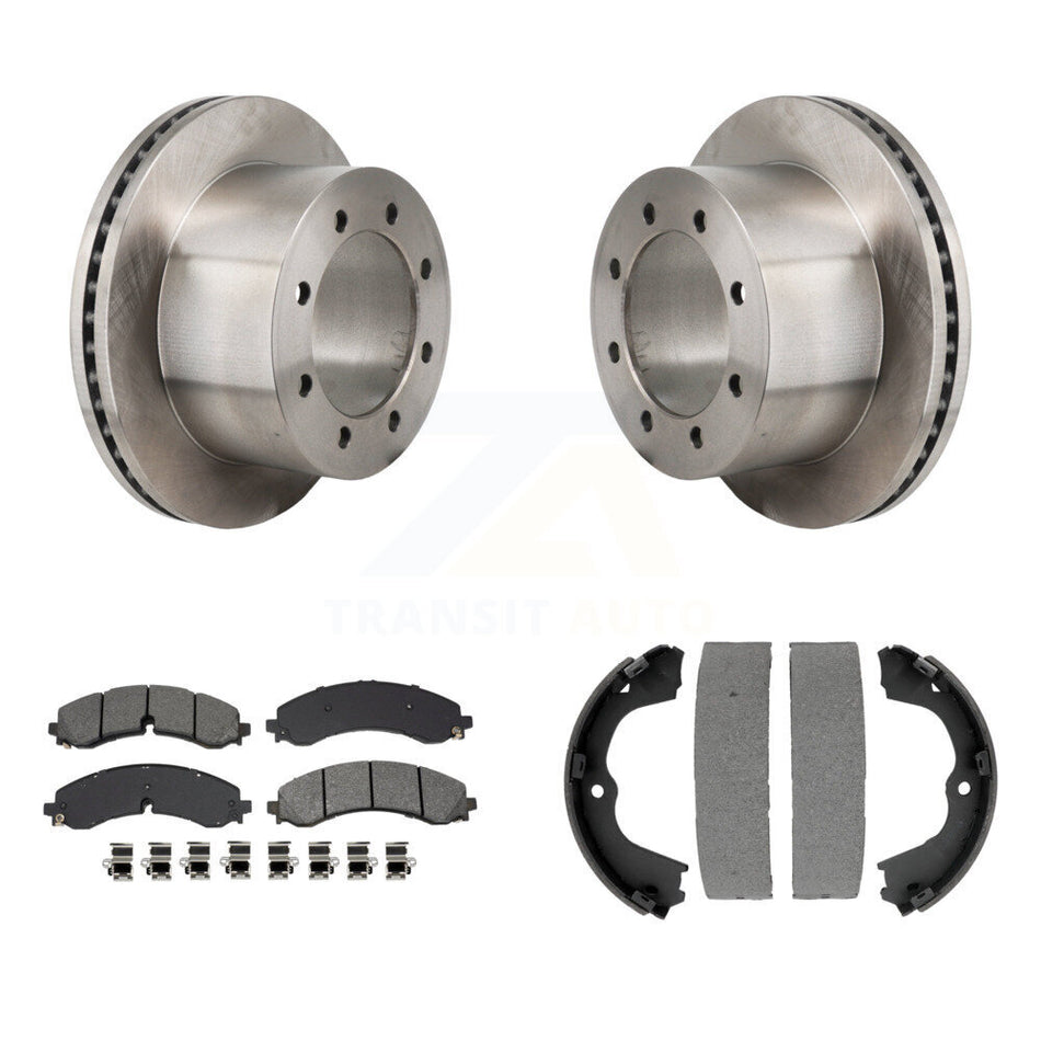 Rear Disc Rotors Semi-Metallic Pads & Parking Shoes Kit For GMC Sierra 3500 HD Chevrolet K8S-104276