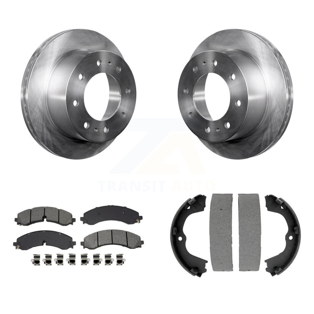 Rear Disc Rotors Semi-Metallic Pads & Parking Shoes Kit For GMC Chevrolet Sierra 2500 HD K8S-104277