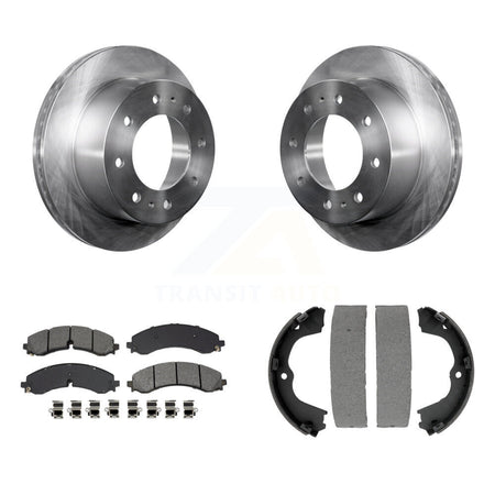 Rear Disc Rotors Semi-Metallic Pads & Parking Shoes Kit For GMC Chevrolet Sierra 2500 HD K8S-104277